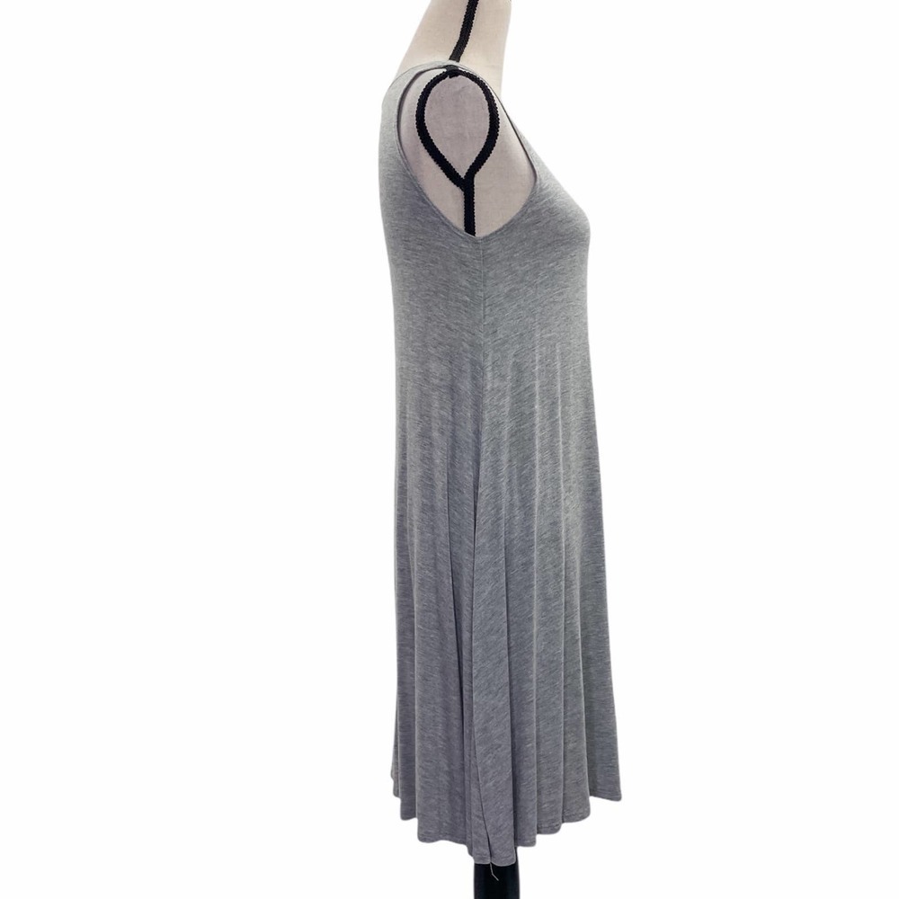 DEREK Heart Solid Gray Mini A-Line Sleeveless Round Neck Tank Mini Dress - Picture 4 of 11